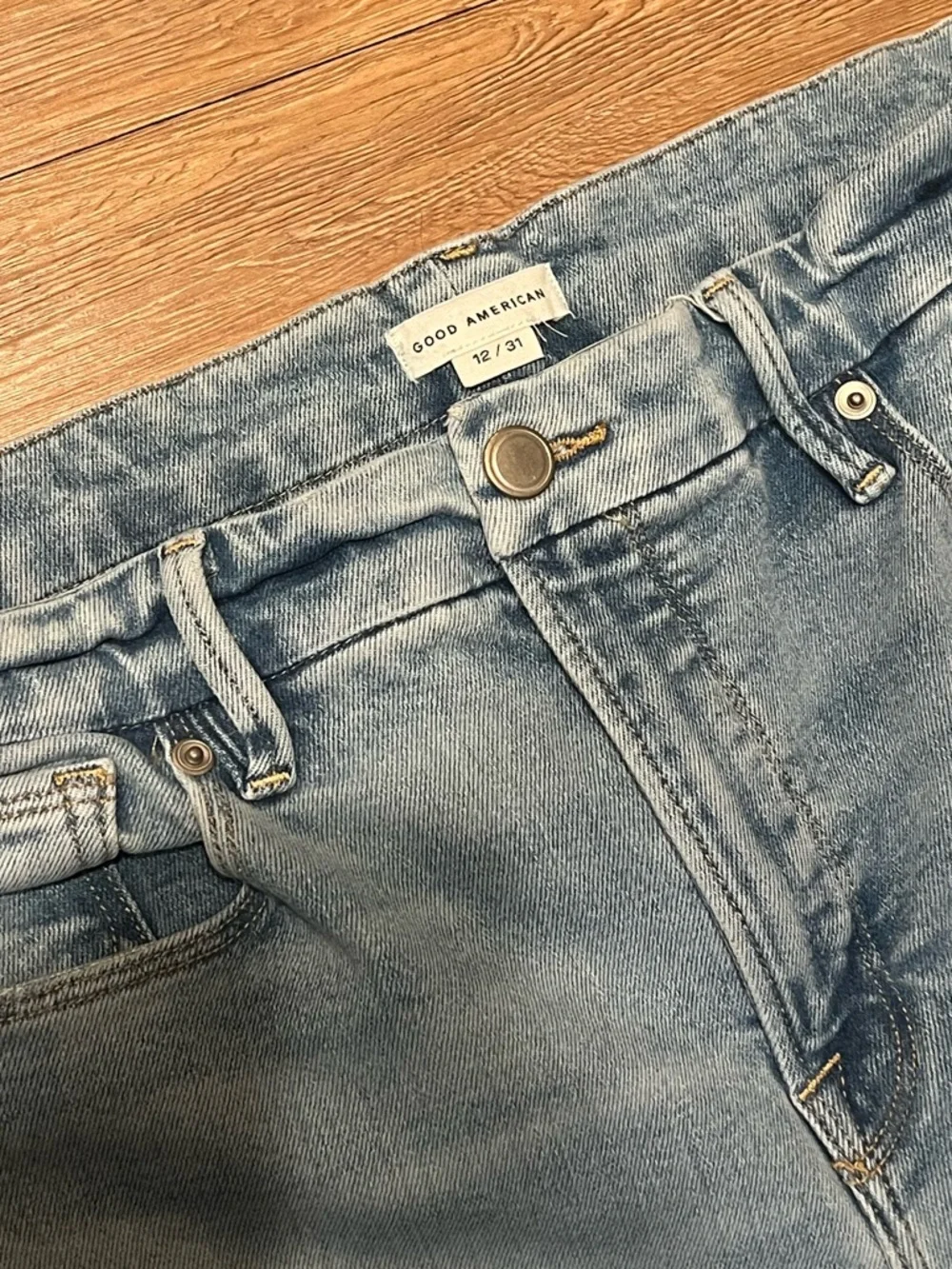 Good American Light Blue High-Rise Flare Jeans - Picture 3 of 9